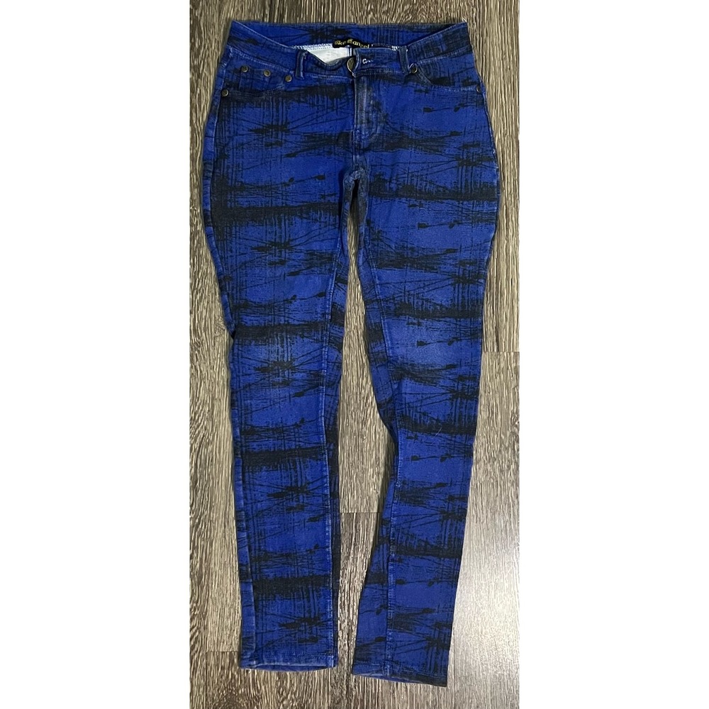Like An Angel Blue Black Graphic Print Skinny Jeans Size‎ Medium